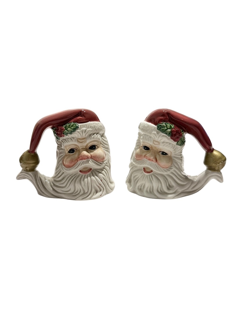 Vintage Fitz and Floyd Omnibus Christmas Santa Head Salt & Pepper Shakers Set
